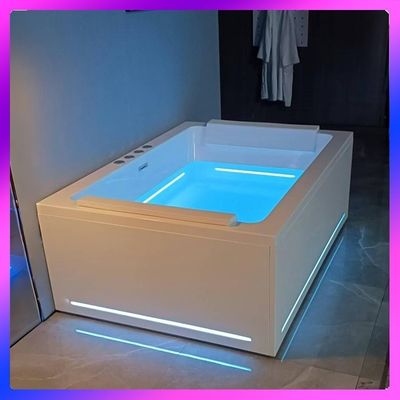 Ladodo E-8042 Zwei-Person-Acryl-Rechteck-Badewanne mit LED-Band-Massage-Jets