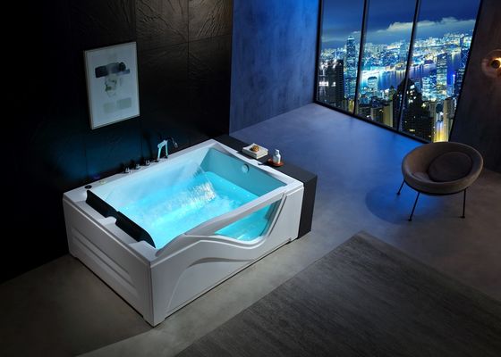 Ladodo Luxus Doppel-Rechteck-Badewanne mit Ein-Teil-LED-Bodenlicht