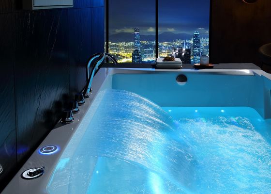 Ladodo Luxus Doppel-Rechteck-Badewanne mit Ein-Teil-LED-Bodenlicht