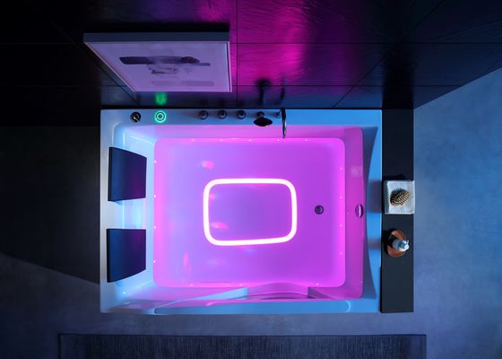 Ladodo Luxus Doppel-Rechteck-Badewanne mit Ein-Teil-LED-Bodenlicht