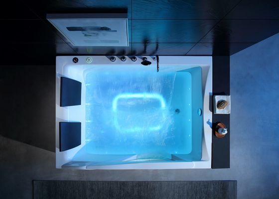 Ladodo Luxus Doppel-Rechteck-Badewanne mit Ein-Teil-LED-Bodenlicht