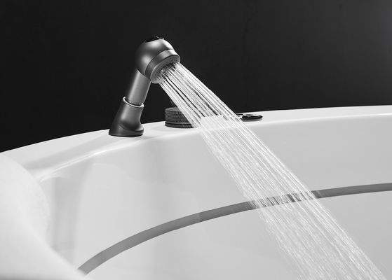D1600mm Rundes Massagebad mit 2 inneren LED-Streifen Verstecktes Blasbad - Passend für 3 Personen für kleine Räume