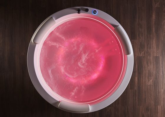 D1600mm Rundes Massagebad mit 2 inneren LED-Streifen Verstecktes Blasbad - Passend für 3 Personen für kleine Räume